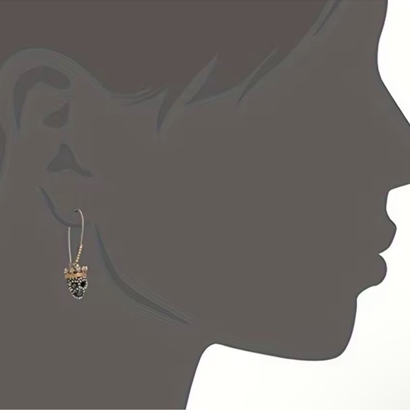 Gothic Crowned Skull Pave Crystal Drop Earrings - Picture 7 of 9